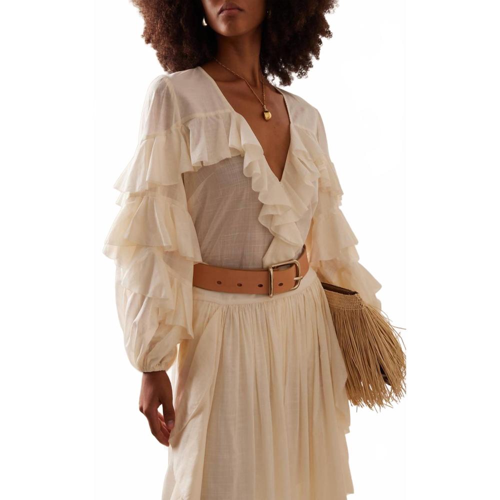 NEW ZIMMERMANN acacia ruffle blouse in tea - Picture 2 of 5